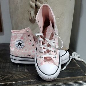 Converse Floral Pink High-Tops Sneakers Streetwear Basketball Barbie Fairy Girl